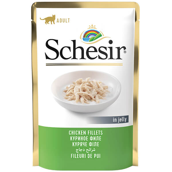 Пауч Schesir CAT CHICKEN pouch - 85г. Влажный Корм Шезир Чикен Филлетс (Пауч) с Натуральным Куриным Ффиле в Желе для Котов – 85г.