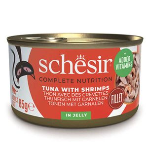 Влажный Корм Шезир Туна с Шримпс (Консерва) с Тунцом и Креветками в Желе для Котов – 85г.
