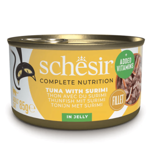 Влажный Корм Шезир Туна и Сурими (Консерва) с Тунцом и Сурими в Желе для Котов – 85г.