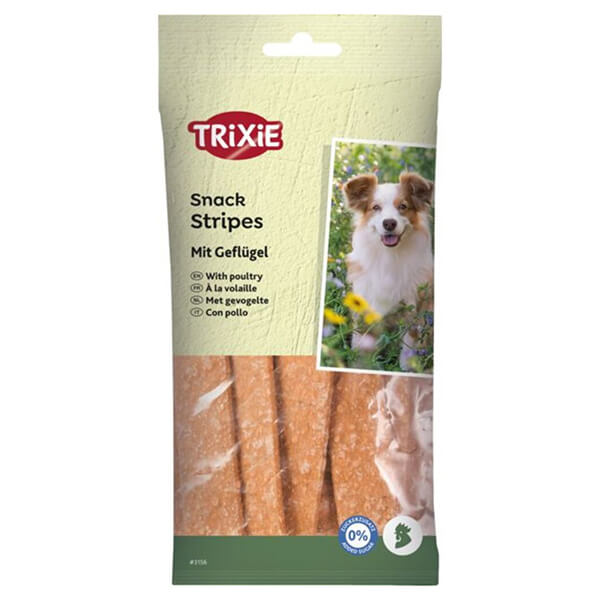 Лакомство Trixie STRIPES LIGHT с птицей — 100г. Лакомство Трикси Страйпс Лайт для Собак с Мясом Домашней Птицы в Виде Жевательных Палочек – 100г.