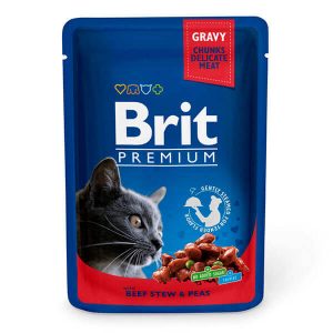 Brit PREMIUM Cat Adult Beef Stew & Peas Пауч (Влажный Корм) Брит Премиум с Тушеной Говядиной и Горошком в Аппетитной Подливке — 100г.