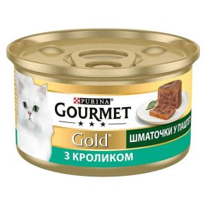 Жидкий Корм (Консерва) Гурмет Голд Кусочки в паштете с кроликом для Котов – 85г.