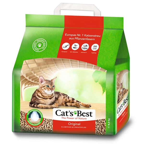 Cat’s Best ORIGINAL Древесный Наполнитель Премиум Класса Кэтс Бэст Оригинал для Кошачьего Туалета – 4,3 кг.