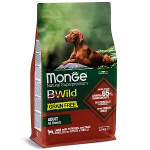 Monge Dog BWild Grain Free Ягнёнок — это полноценный беззерновой сухой корм для взрослых собак всех пород - 2,5 кг.