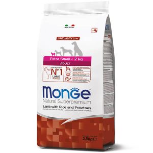 Monge Dog Extrasmall Adult ягнёнок, рис и картофель — полнорационный сухой корм для взрослых собак миниатюрных пород - 2,5 кг.
