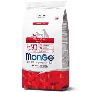 Monge Dog Mini Adult курица с рисом — это полнорационный сухой корм для взрослых собак мелких пород весом до 10 кг. - 3 кг.