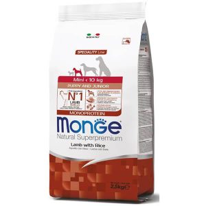 Monge Dog Mini Puppy & Junior ягненок с рисом — это полнорационный сухой корм для щенков и юниоров мелких пород, которые во взрослом возрасте достигают веса до 10 кг. - 2,5 кг.