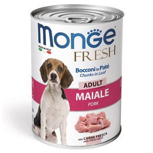 Полнорационный влажный корм Monge Dog Fresh со свининой для взрослых собак всех пород в формате мясного рулета со свининой - 400 г.
