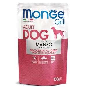 Пауч Monge Dog GRILL с говядиной — это влажный корм для взрослых собак всех пород. Рацион содержит говядину, глюкозамин и хондроитин сульфат для поддержки суставов, а также подходит для ежедневного кормления