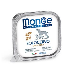 Monge Dog Solo 100% Оленина 150 г. — влажный корм для собак суперпремиум класса с монопротеиновой формулой на основе одного источника животного белка — свежего мяса оленя