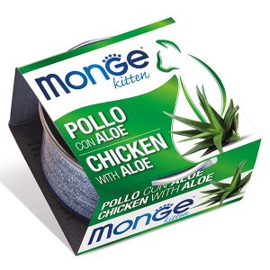 Monge Kitten Chicken and Aloe — это влажный корм для котят специально созданный как дополнение к ежедневному рациону в период роста, помогает разнообразить питание котёнка качественным влажным кормом в период активного роста