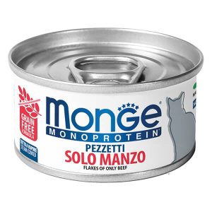 Monge Monoprotein Cat Flakes of Beef — это влажный корм для взрослых кошек с говядиной в мясных хлопьях. Полноценный монопротеиновый рацион подходит для кошек всех пород, в том числе питомцев с чувствительным пищеварением