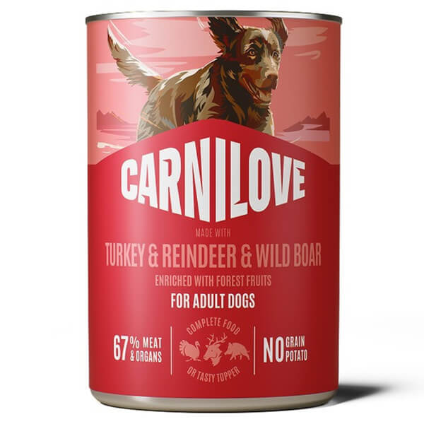 Влажный корм Carnilove TURKEY & REINDEER & WILD BOAR Dog — 400г. Влажный Корм Карнилав (Паштет) для Собак с высоким содержанием мяса индейки, северного оленя и дикого кабана