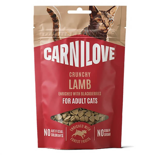 Лакомство Carnilove LAMB & BLACKBERRIES Cat — 50г. Хрустящее лакомство Carnilove Crunchy Snack Lamb with Blackberries с ягнятиной и ежевикой для взрослых кошек