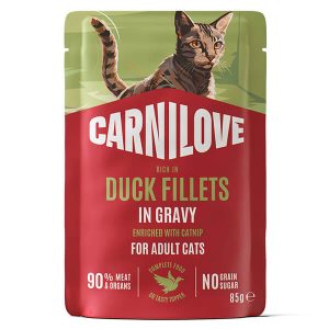 Влажный корм из настоящего мяса в пауче Carnilove с уткой, индейкой и кошачьей мятой в нежном соусе для взрослых кошек
