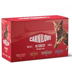 Набор влажного корма Carnilove Multipack Gravy в пауче из настоящего мяса в виде деликатных кусочков различных видов мясного филе в нежном соусе для взрослых кошек