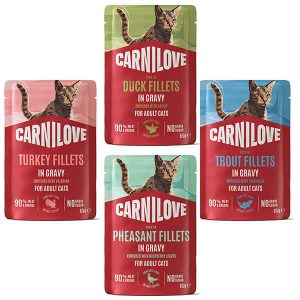 Набор влажного корма Carnilove Multipack Gravy в пауче из настоящего мяса в виде деликатных кусочков различных видов мясного филе в нежном соусе для взрослых кошек