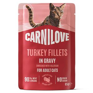 Влажный корм из настоящего мяса в пауче Carnilove с индейкой и валерианой в нежном соусе для взрослых кошек