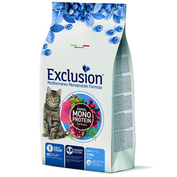 Сухой корм Exclusion Noble Grain Cat Tuna с тунцом для кошек Сухой корм Exclusion с тунцом для взрослых кошек всех пород возрастом от 12 месяцев. Корм предназначен для повседневного питания. Рецептура содержит 25% дегидрированного тунца, горох, рис, лососевое масло, пищевые волокна и растительные компоненты.