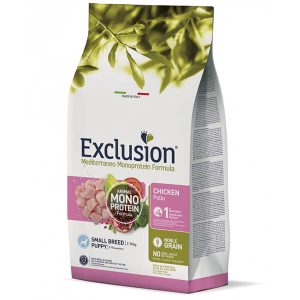 Сухой корм Exclusion с мясом курицы для щенков мелких, малых пород возрастом от 2 до 10 месяцев. Полнорационный корм для ежедневного питания взрослых собак