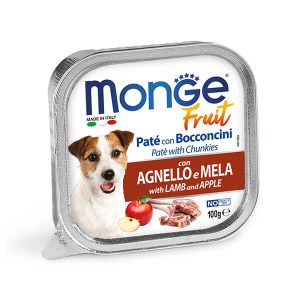 Полнорационный Корм-Паштет в ламистере Monge Fruit Dog Adult with Lamb and Apple для взрослых собак из мяса ягненка с добавлением яблока